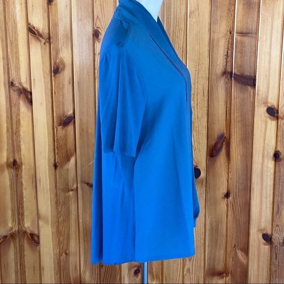 H by Halston Knit with Chiffon Drape Blouse - Picture 2 of 10